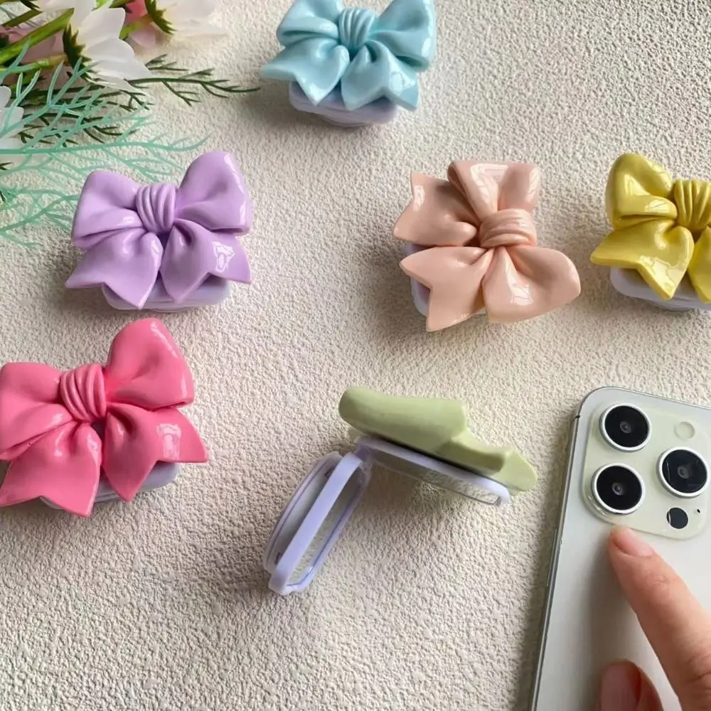 Lovely Mirror Phone Holder Portable Scalable Phone Bracket Y2K Fashion Flower Bowknot Phone Grip