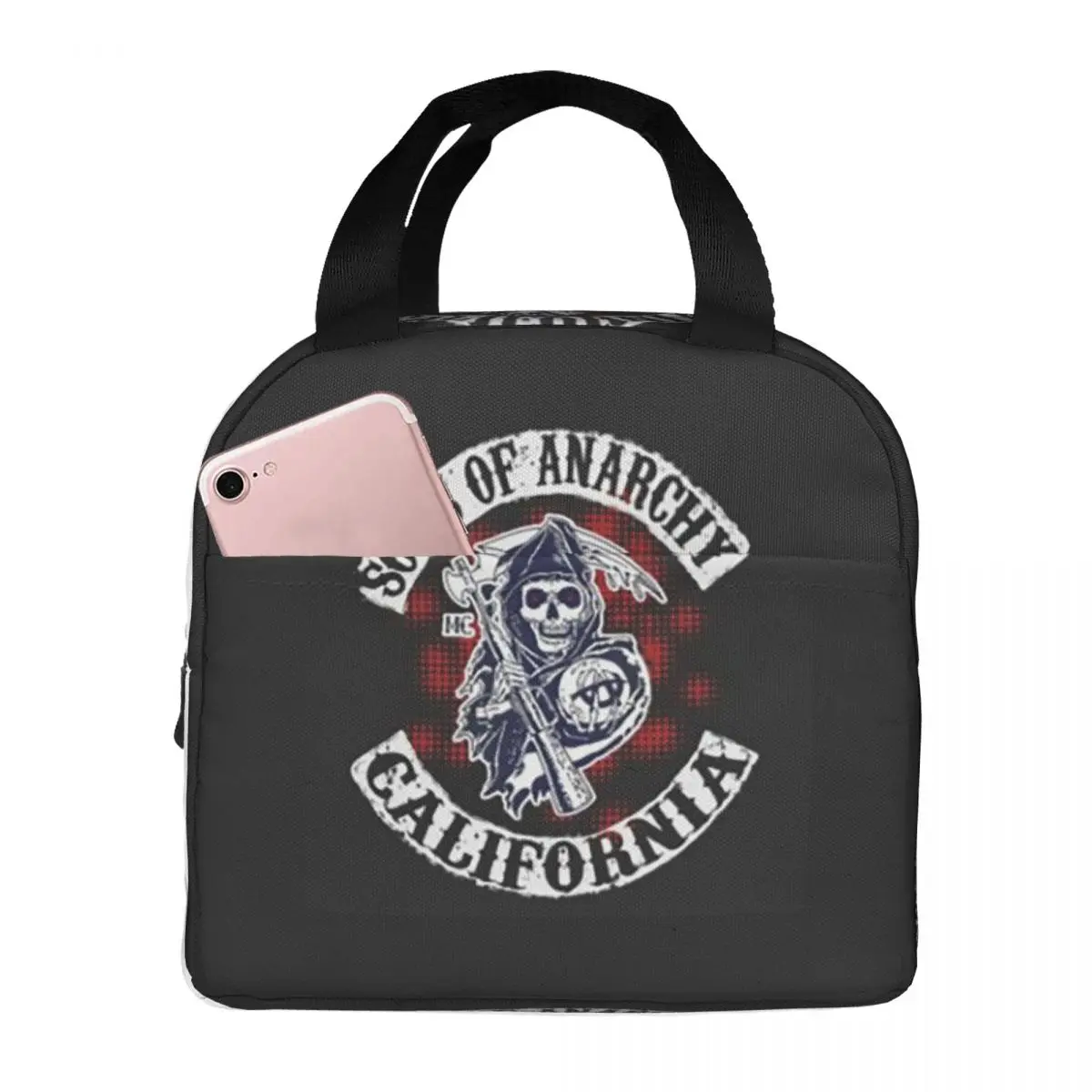 SOA Sons Of Anarchy Lunch Bags Insulated Bento Box Portable Lunch Tote Picnic Bags Cooler Thermal Bag for Woman Student School