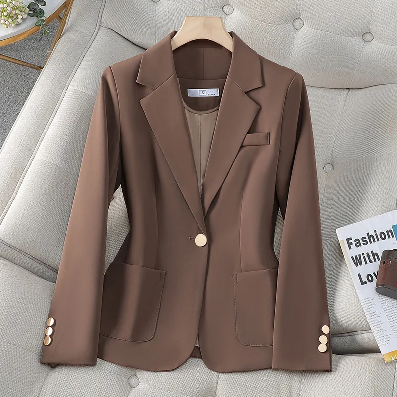 

Brown Suit Jacket for Women2024New Spring and Autumn High-Grade Elegant Women's Korean-Style Slim Fit Casual Suit Top