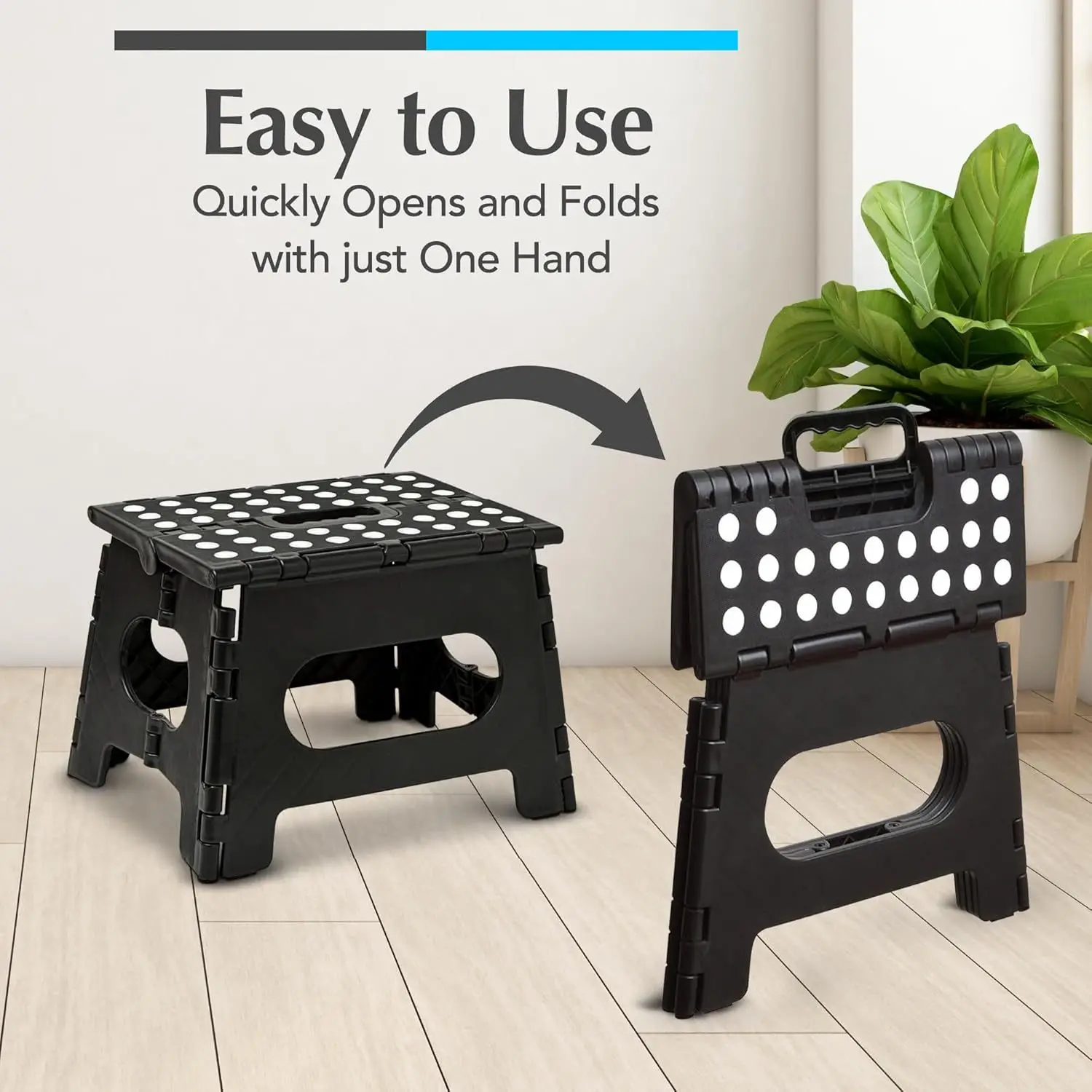 Handy Folding Step Stool,  Lightweight Step Stool is Sturdy Enough to Support Adults and Safe for Kids. Opens Easy with One Flip