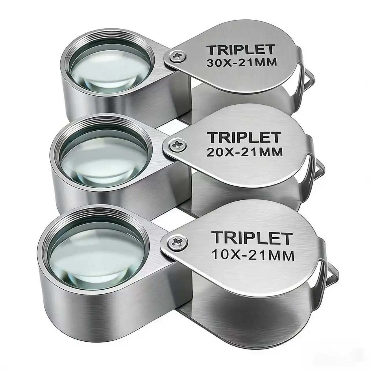 Pocket Loupe Magnifier Jewelry Magnifying Glass Foldable Diamond Lupa Triplet Jewelers Eye Glass Tool Reading Magnifier