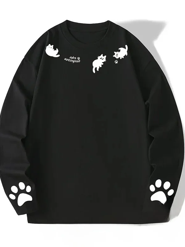 

Милая повседневная футболка с принтом и круглым вырезом, свободного кроя, для работы, женская модная весенняя футболка с длинным рукавом, удобная посадка