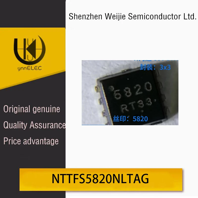 新品オリジナル-nttfs5820nltag-n-チャネル-60v-37a-mosfet-チップ、マーク-5820、dfn-3x3-パッケージ