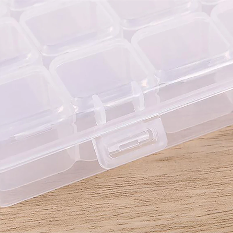 28/56 Cells Nail Art Storage Case 1*BOX Rhinestones Gems Clear Plastic Empty Container Profession Rhinestones Beads Organizer