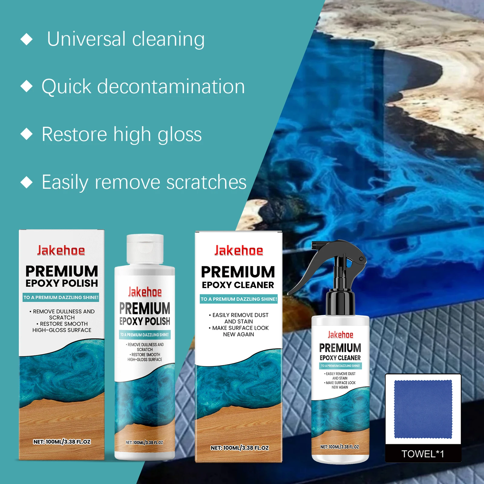 Epoxy Resin Polishing Compound, Stain Remover, Scratch Repair, Polishing & Maintenance Agent, Gloss Restorer, Countertop Care