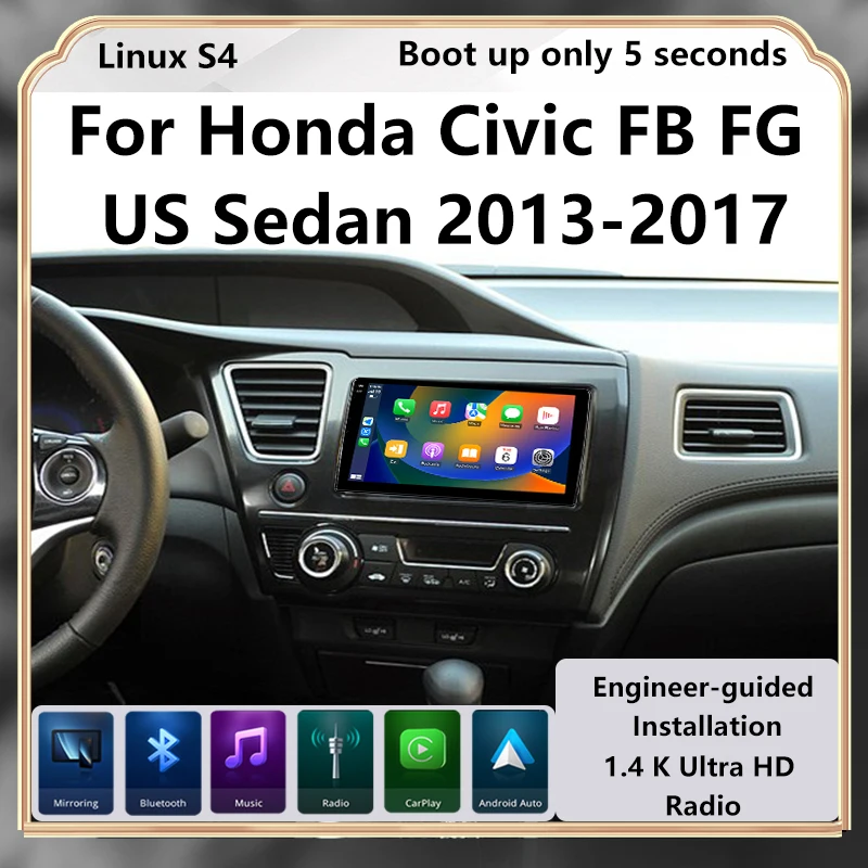 Radio Modify For Honda Civic FB US 2013-2017 Wireless Carplay Car Multimedia Player Upgrade Touch Screen Android Auto Car Play