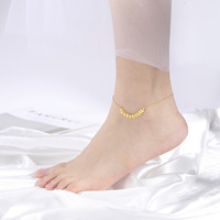 HIPEE Bohemian Golden Wheat Ear Beach Feet Chain for Women Girls Stainless Steel Wheat Ear Leaf Pendant Anklet Fashion Jewelry