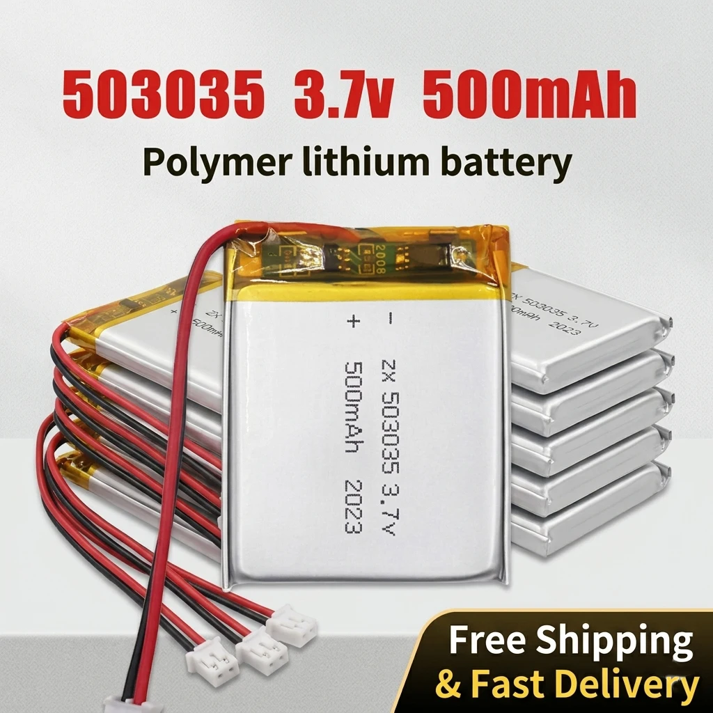 

503035 053035 3.7V 500mAh LiPo Battery for Bluetooth Speaker Wireless Mouse Audio Recorder Rechargeable Lithium Polymer Cells