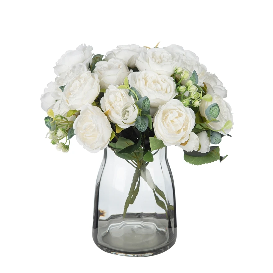 

1Pc Silk Rose Artificial Flower Peony Outdoor Wedding Wreath Bridal Bouquet Festival Decor Vase Home Room Diy Gift Shooting Prop
