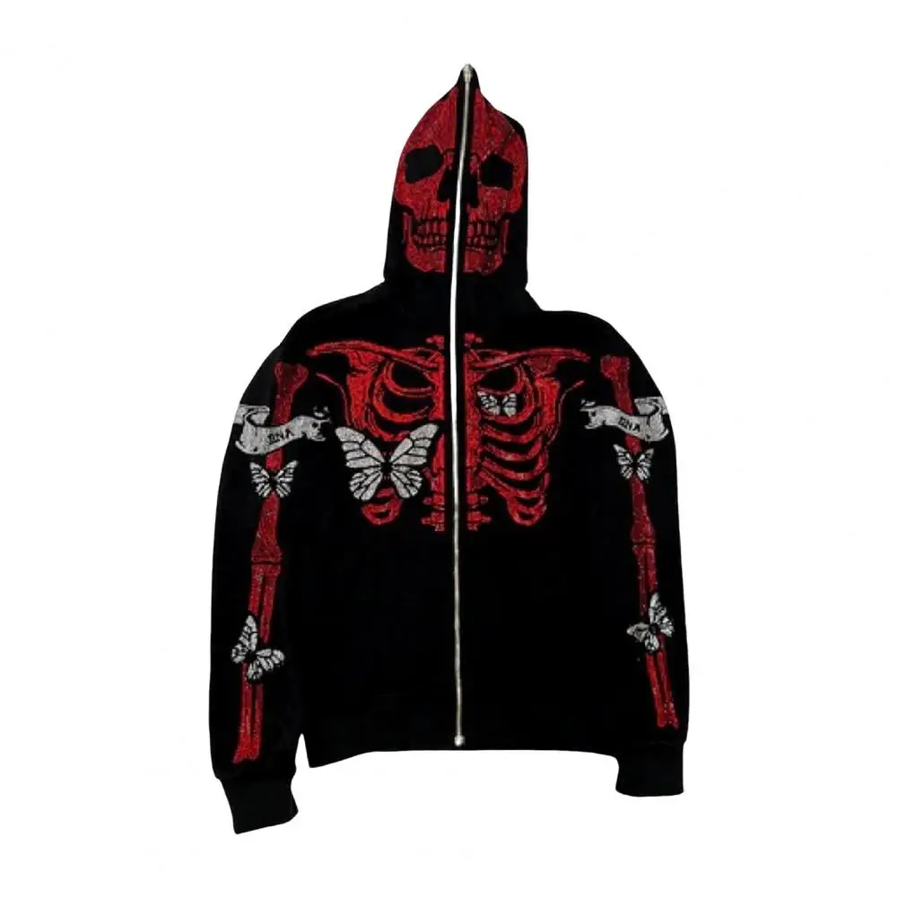 

Unisex Hoodie Rhinestone Skeleton Coat Rhinestone Ghost Skeleton Halloween Hoodie with Zipper Closure Pockets for Unisex Party