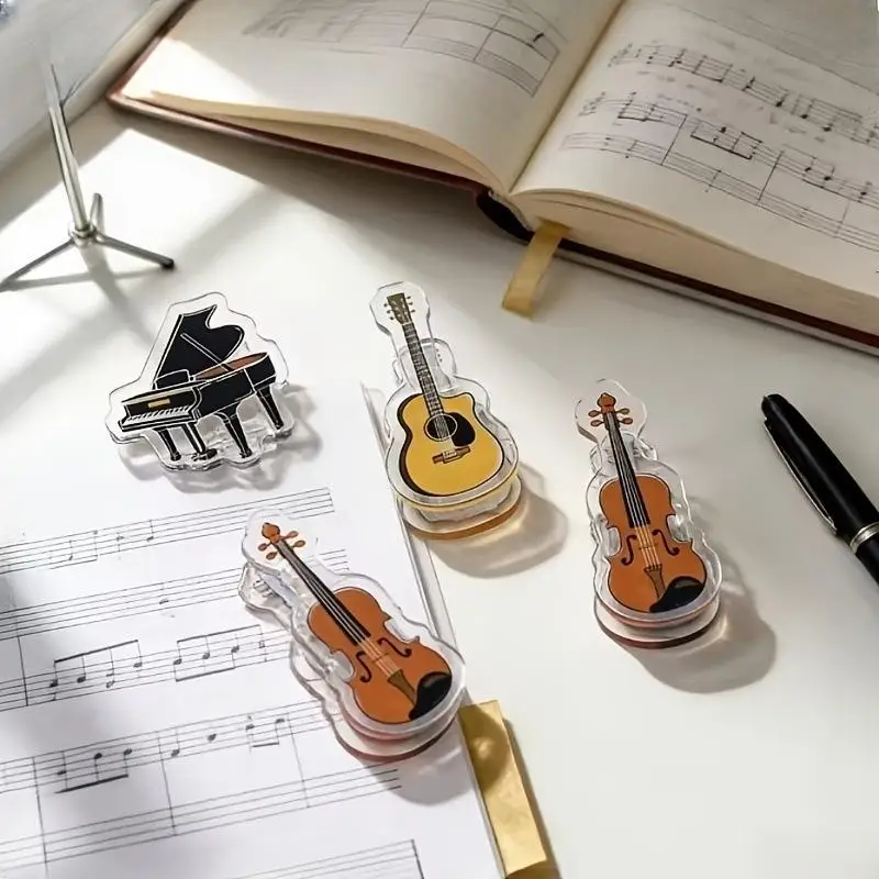 5Pcs Music Clip Mini Clip Acrylic Secure Page Marker Piano Book Music Clip Piano Playing Aid Cute PP Clip