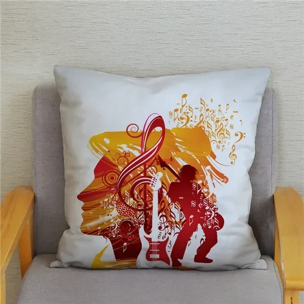 Home Decor Rock Music Print Pillowcases Bedroom Cushion Covers