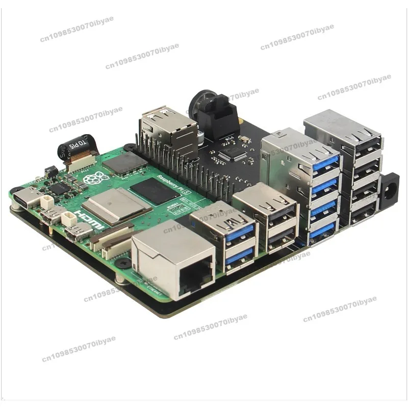

For Raspberry Pi 5 PCIe To 10 Interface USB Expansion Board, Support 9-18V Wide Voltage Input X1013