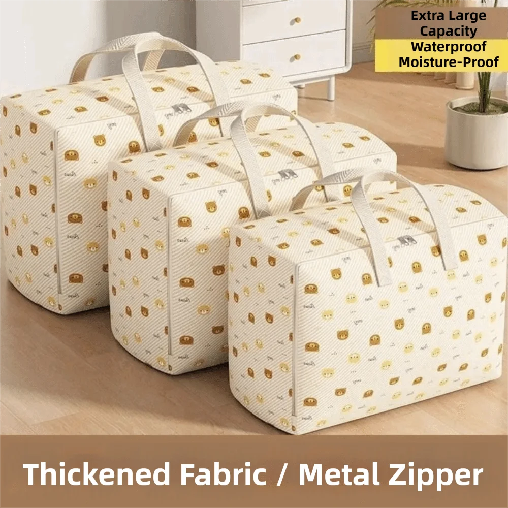 Large Capacity Clothes Storage Bins Non-Woven Fabric Dust-proof Quilt Storage Bag Thickened with Handle Blanket Sorting Box