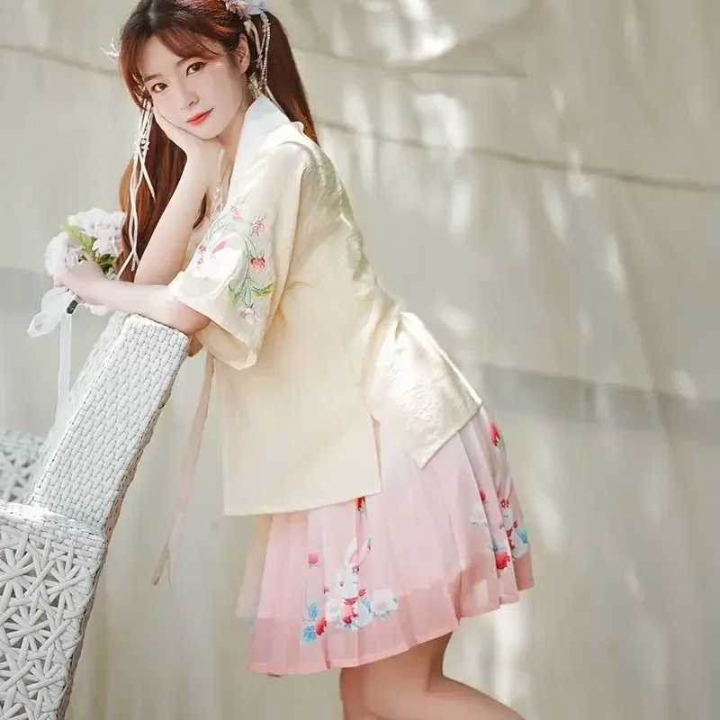 

Женский костюм династии Сун Ханфу для взрослых, весна и лето, новые элементы хань в китайском стиле, супер сказочная юбка с вышивкой и подвесом