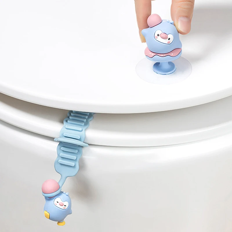 Cartoon Toilet Lid Lifter Seat Silicone Handle Holder Toilet Lid Lift Tool Toilet Seat Lid Bathroom Sanitary Closestool Holder