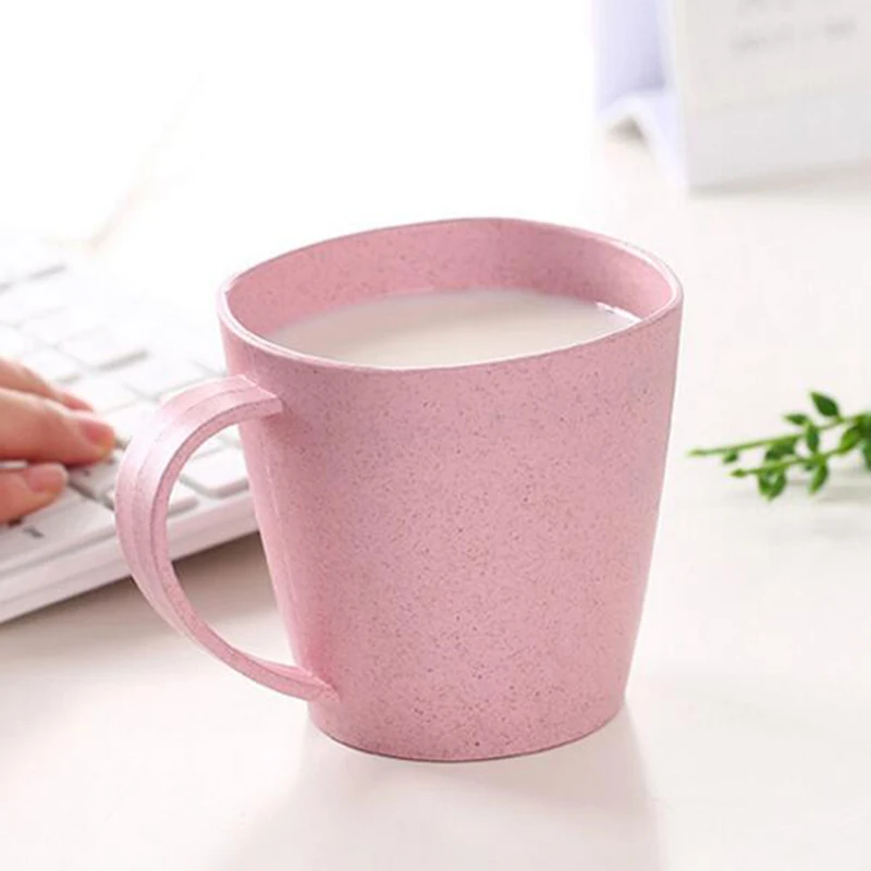 Plastic Eco-Friendly Wheat Straw Cup, Coffee Tea Milk Drink Cup, Toothbrush Cup for Home Bathroom, Juice Mug, 301-400ml