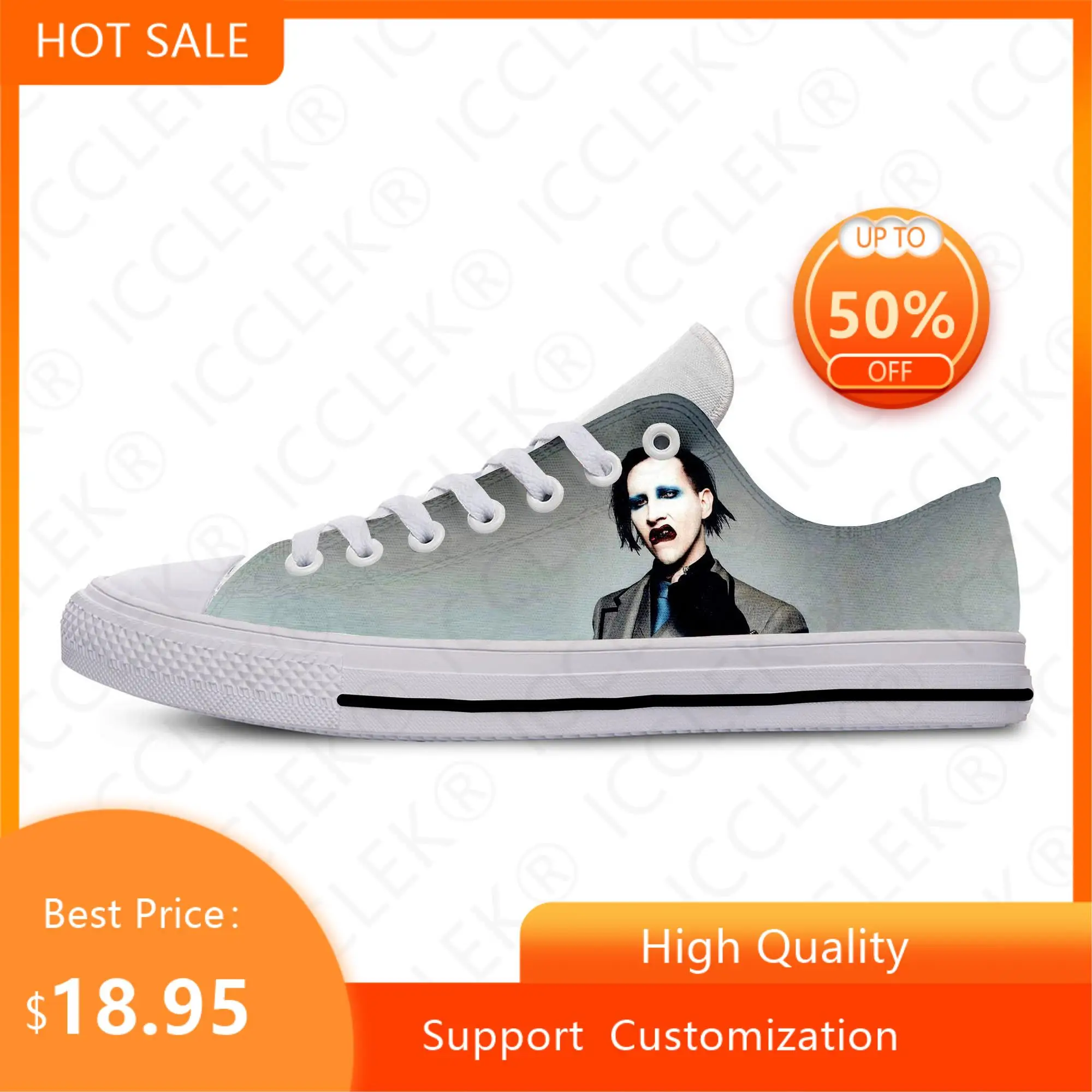 Hot Cool Fashion Funny Summer Rock and Roll Latest Sneakers Casual Shoe Mens Womens Marilyn Manson Low Top Classic Board Shoes