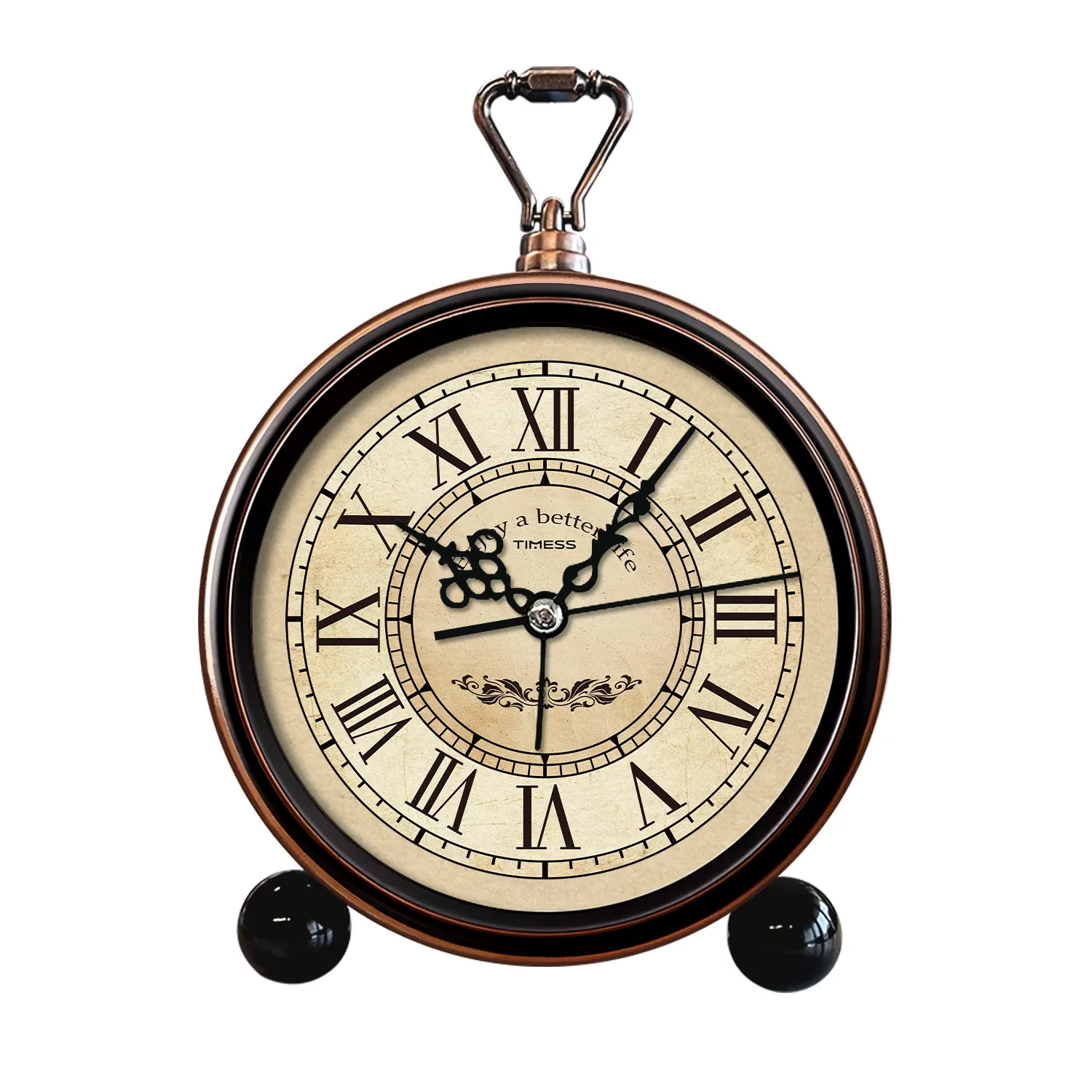 Reloj Despertador Analógico Vintage TIMESS, Reloj de Escritorio Retro Silencioso a Pilas para Dormitorio, Reloj de Noche de Estilo Europeo Clásico