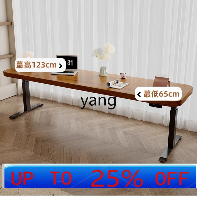 

Левый балконный стол с узкими полосками из цельного дерева, компьютерный стол с двойной длинной полосой, электрический подъемный стол с ручным управлением