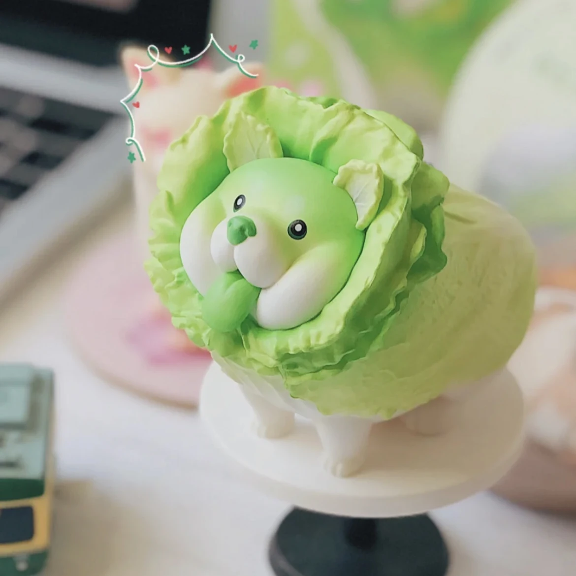 Cartoon Vegetable Elf PVC Crafts, Cute Hand-made Doll, Cabbage Dog, Fairy Garden Decoration Accessories, Birthday Gifts for Girl