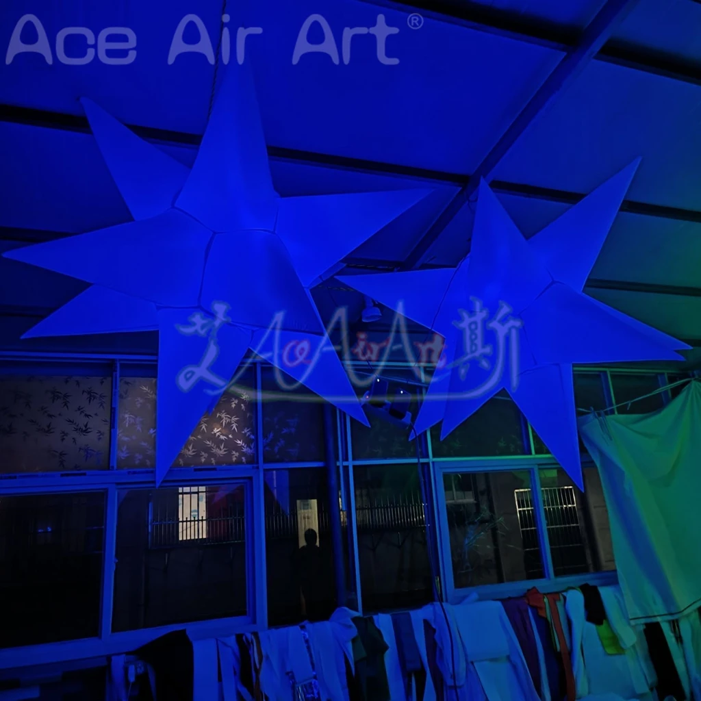 2 pezzi decorazione discoteca che cambia colore gonfiabile LED Star Festival appeso illuminazione gonfiabile stella palloncino per palcoscenico