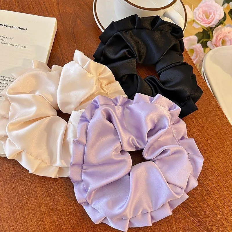 

15CM Ballet Style Pleated Chunky Hair Ties Satin Hair Bands for Women Bun Hair Elastics Head Accessories