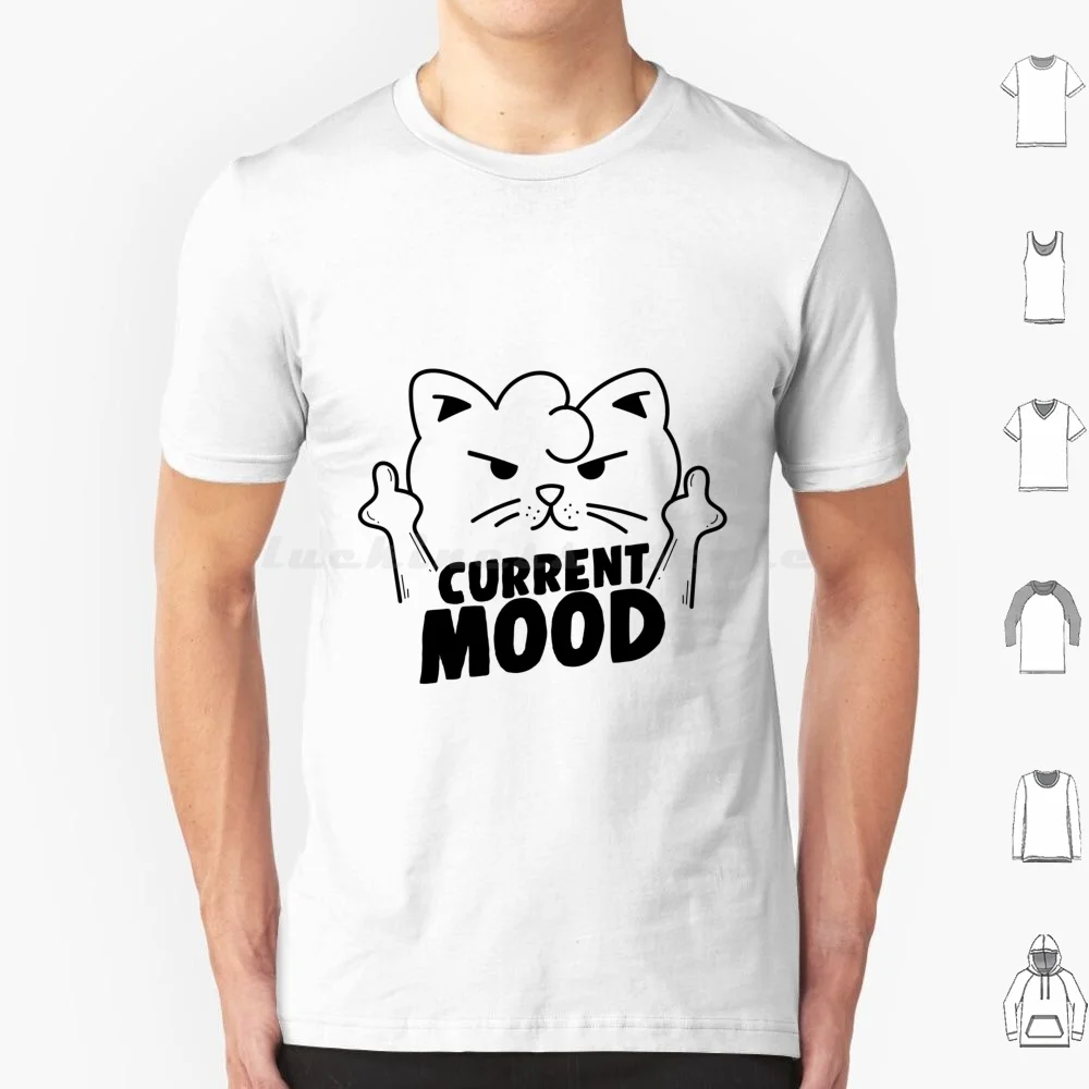 Cat Current Mode T Shirt Big Size 100% Cotton Cat Cat Lover Mood Angry Funny Kitten Moody Funny Cat Sillhoutte Moody Cat