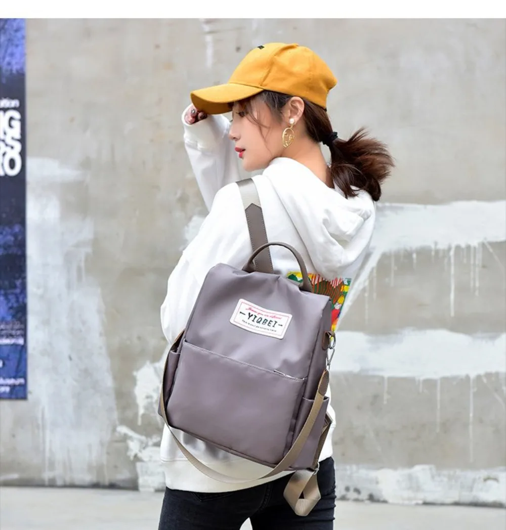 Wasserdichter Oxford-Rucksack mit hoher Kapazität, Diebstahlsicherer, leichter Reise-Tagesrucksack, einfarbig, vielseitige Umhängetasche für Damen – Detail 13
