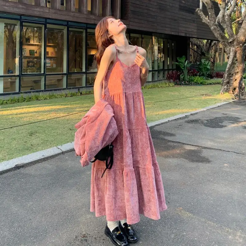 Two-Piece Pink Long-Sleeved Blazer Suspender Dress Women 2025 Spring New High-End Fashion Temperament Set