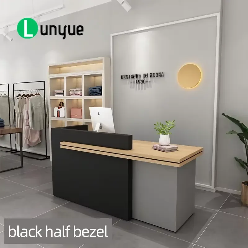 Modern Simple Solid Wood Counter Reception Desk for Company Front Office Beauty Clothing Store Cashier Station Durable