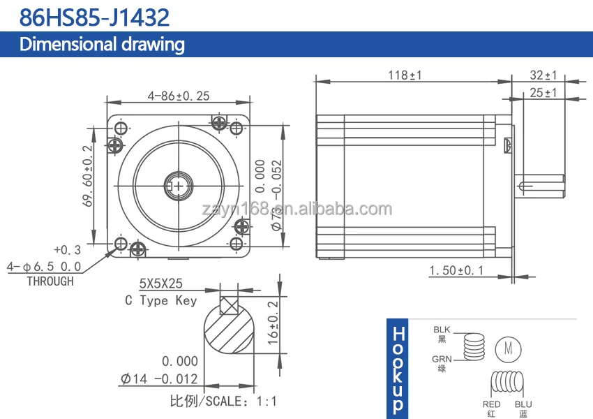 8.5 nm NEMA 34 86 x 118 mm 2-phase open-loop hybrid stepper motor DC 3 C automation industrial control numerical control hine