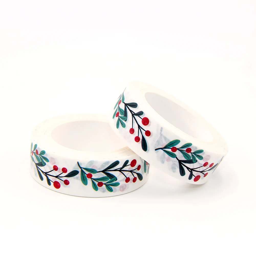 2021 NEW 1PC 15mm x 10m Christmas Flowers Washi Tape Scrapbook Paper Masking Adhesive Merry Christmas Washi Tape