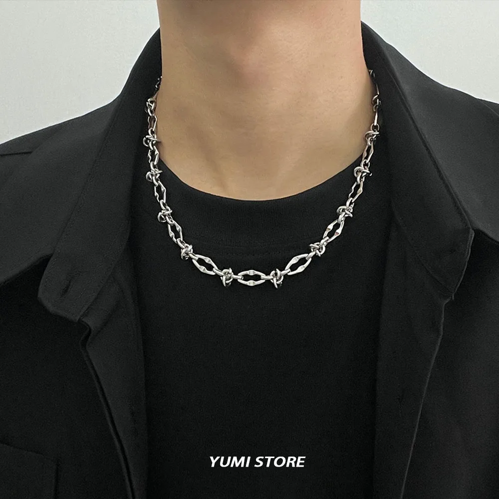 Hip Hop Titanium Steel Geometric Necklace For Man Woman No Fade Punk Irregular Sweater Chain Choker Luxury Jewelry Wholesale