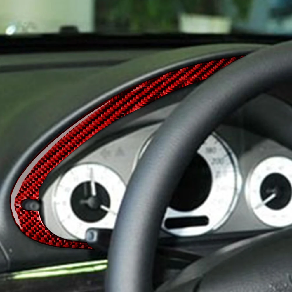 Red Real Carbon Fiber Dashboard Border Trim Cover Car Interior Accessories Sticker For Benz E-Class W211 2003-2009