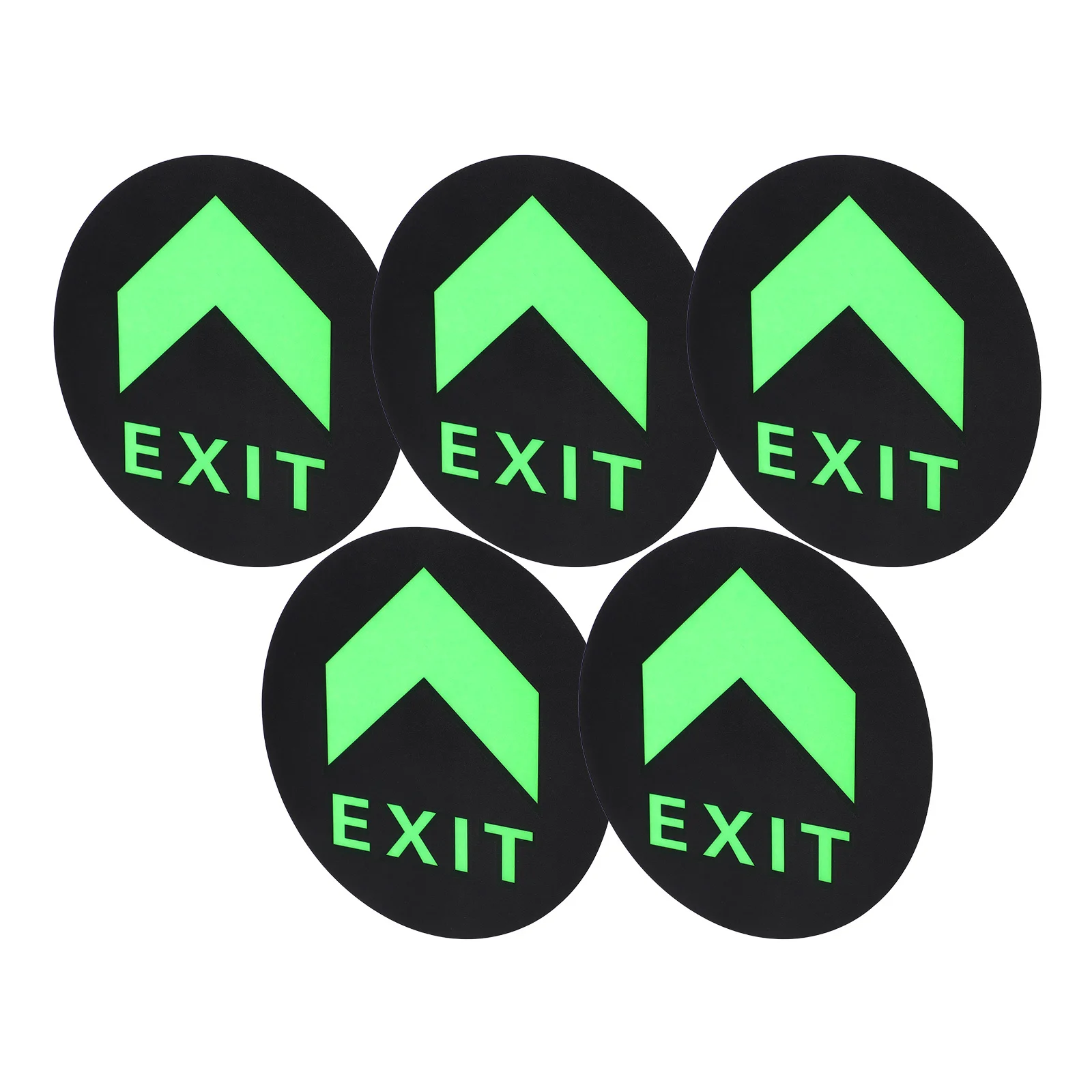 5Pcs Exit Glow Safety Sign Floor Stickers Night Glow Adhesive Exit Decals Direction Indicator Guide for Emergency