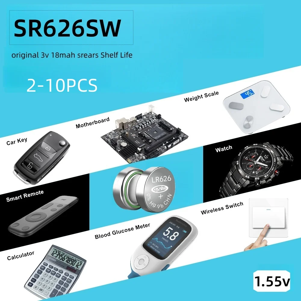 Fast Delivery  AG4 LR626 Alkaline Watch Battery 377 SR626 177 626A 377A CX66W For Toy Calculator Car Key Clock Button Cell