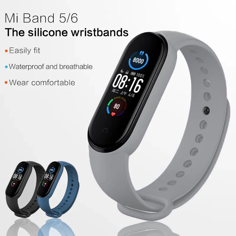 Strap For Xiaomi Mi Band 5 6 Silicone Bracelet Sport Wrist Replacement Strap Soft For Mi band 5 6 Wristband Watch Accessories