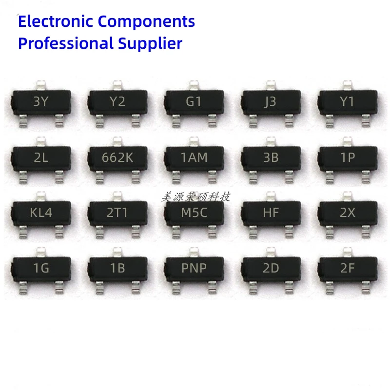 50PCS NPN PNP Transistor SMD S8050 SS8550 S9012 BC856 MMBT3906 2222 5551 2N3904 2SC1815 J3Y Y1 Y2 1AM 2A J6 HF SOT-23 Triode