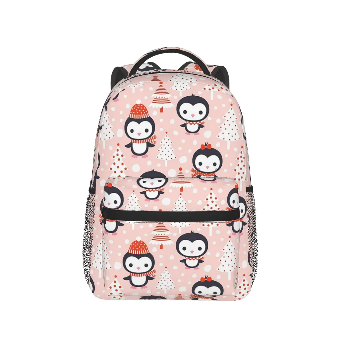 Cute Penguin Christmas Tree Student Backpack School Bag Hiking Travel Daypack for Boys Girls Fashion Bookbag Shoulder Bags