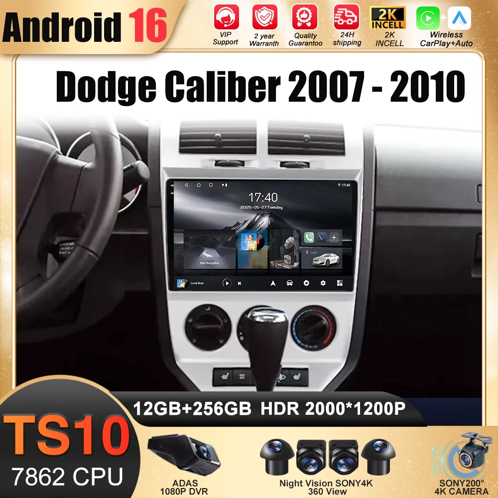 

10 INCH Android 16 For Dodge Caliber 2007 - 2010 Auto Radio GPS Navigation 5G wifi BT Car Multimedia Player Carplay No 2din DVD