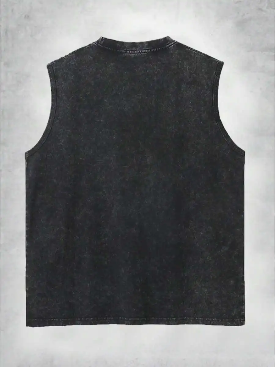 

Mens Cotton Washed Sleeveless Tank Top Casual High Street Fashion Vest For Summer Daily Wear