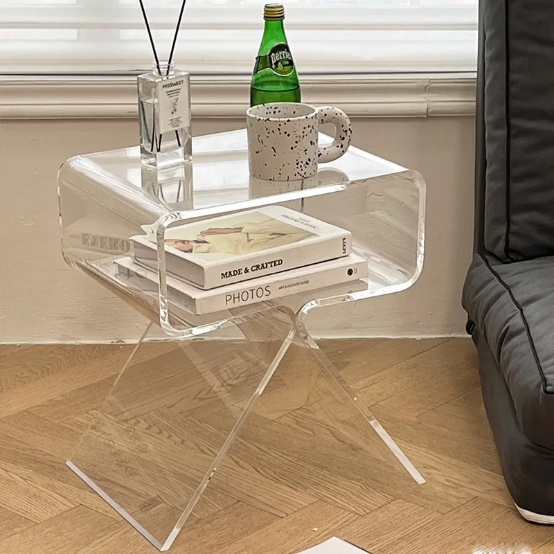 Nordic acrylic transparent bedside table light luxury simple modern bedside storage cabinet bedroom side table storage