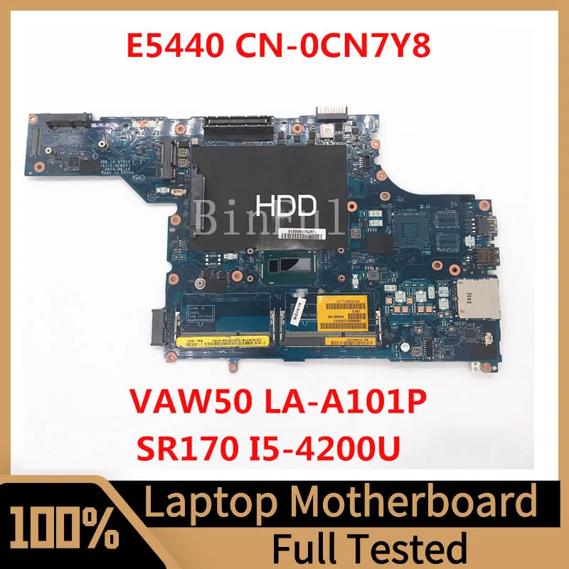 

Mainboard CN-0CN7Y8 0CN7Y8 CN7Y8 For Latitude E5440 Laptop Motherboard VAW50 LA-A101P With SR170 I5-4200U CPU 100%Full Tested OK