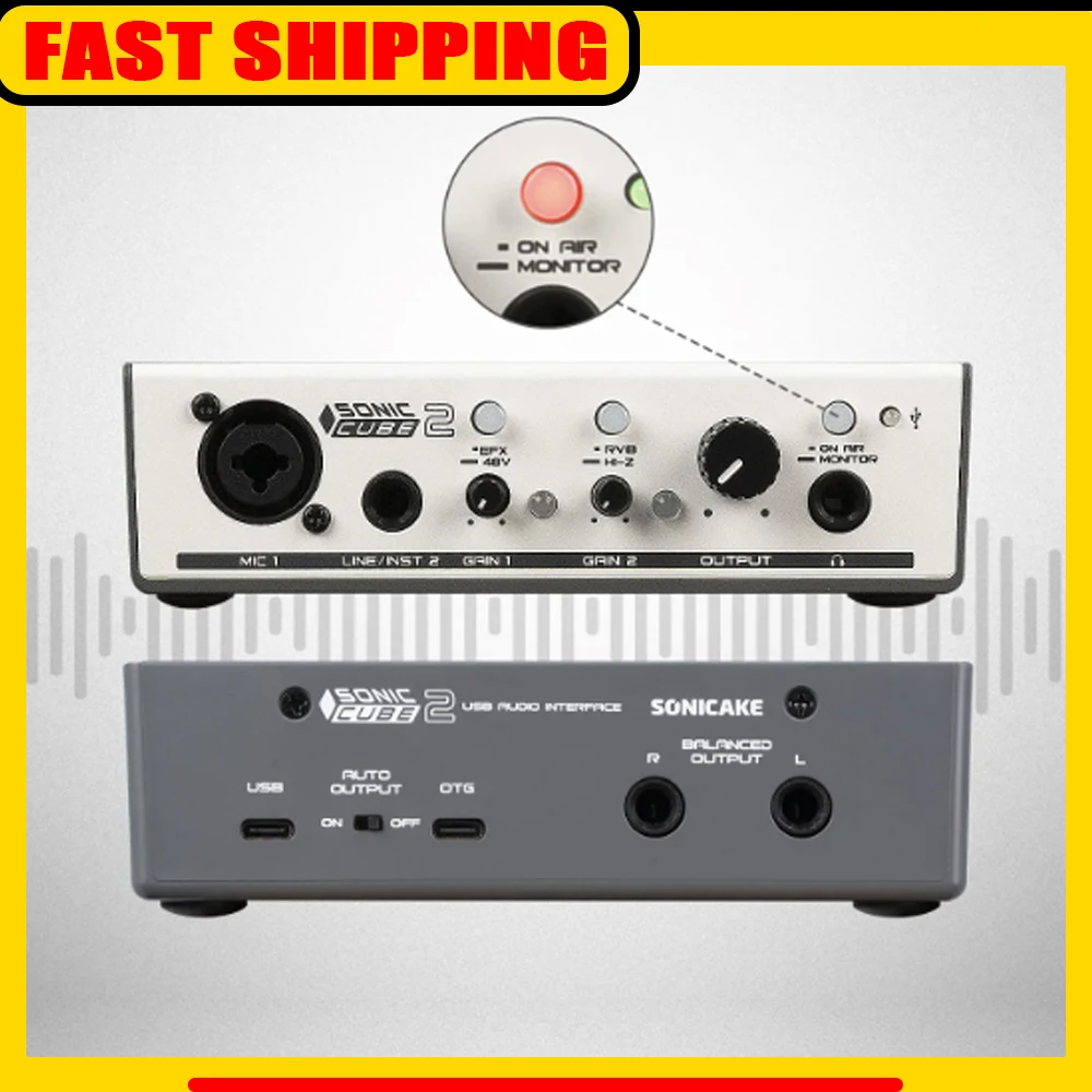 SONICAKE Sonic Cube II Dual-Channel Professional Audio Interface with High Quality Analog Preamp Digital Modeling DSP Effects