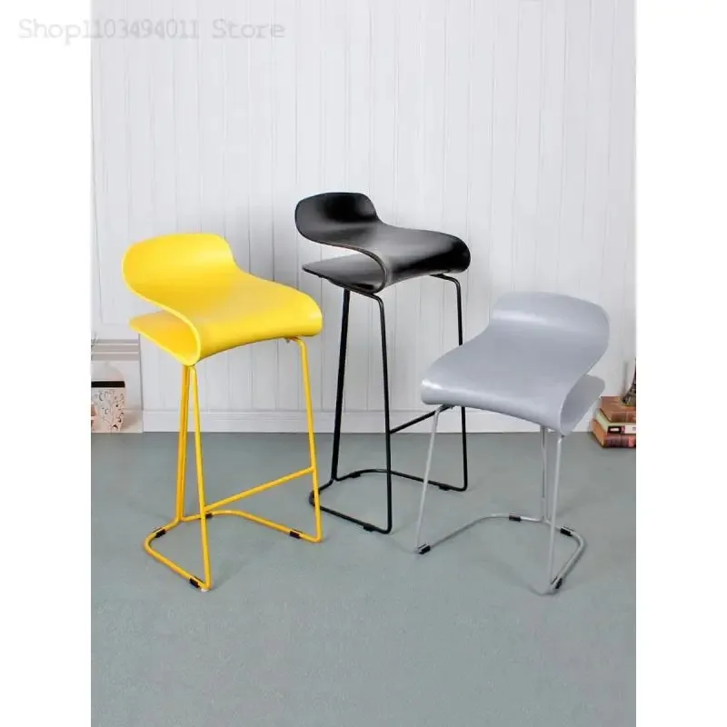 Silla de Bar nórdica, taburete alto Simple moderno, silla de Bar de hierro para el hogar, taburete de Bar de estilo Industrial, silla alta de escritorio frontal