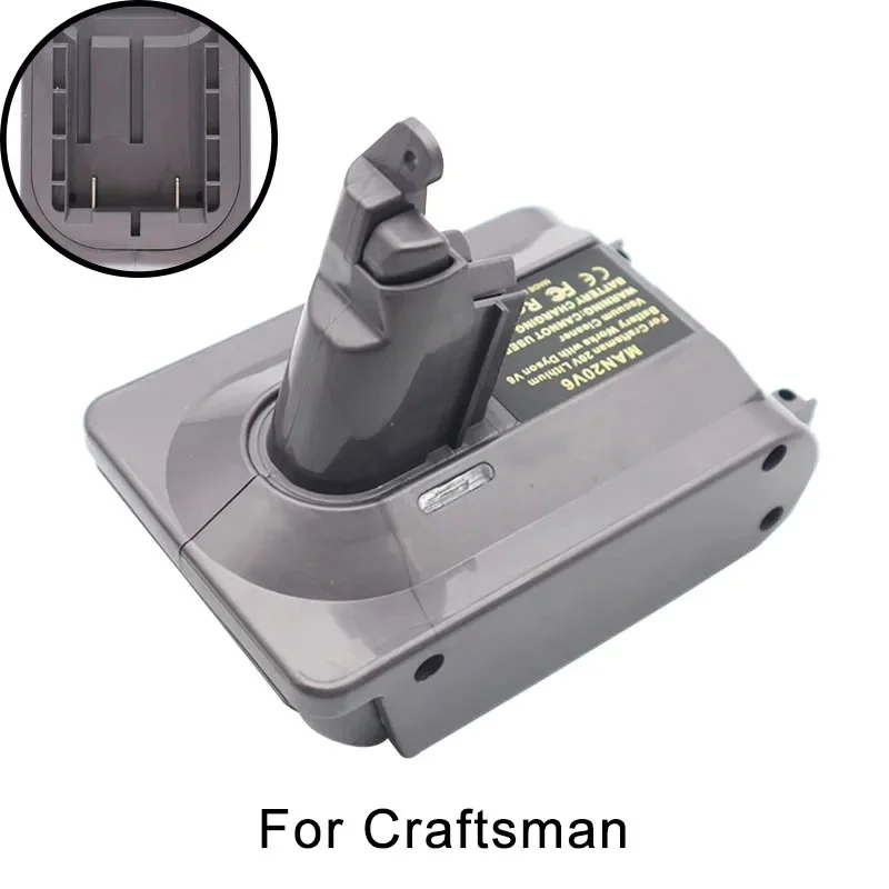 

MAN20V6 Li-ion Battery Adapter Convert For Craftsman 20V Lithium Battery to Suitable For Dyson V6 Series Vacuum Cleaner