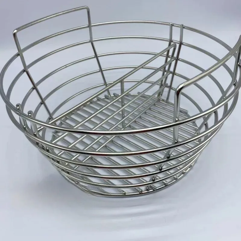 Stainless Steel Charcoal Basket for BBQ Grill with Partition Plate, Outdoor Barbecue Ash Catcher Leak Proof Net