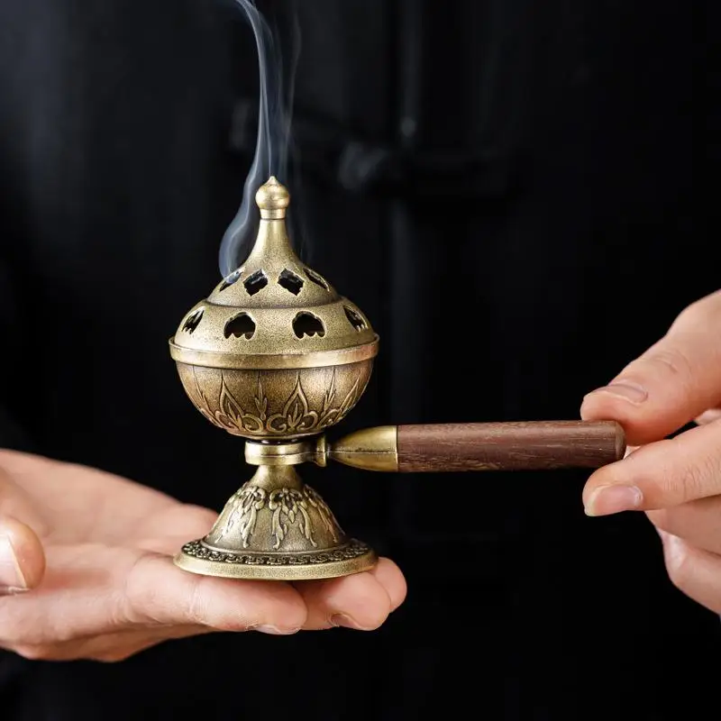 -Rotating Handheld Stove Incense Burner No Sticky Powder Pear Account Incense Pan Fragrance Long-lasting Incense Burner