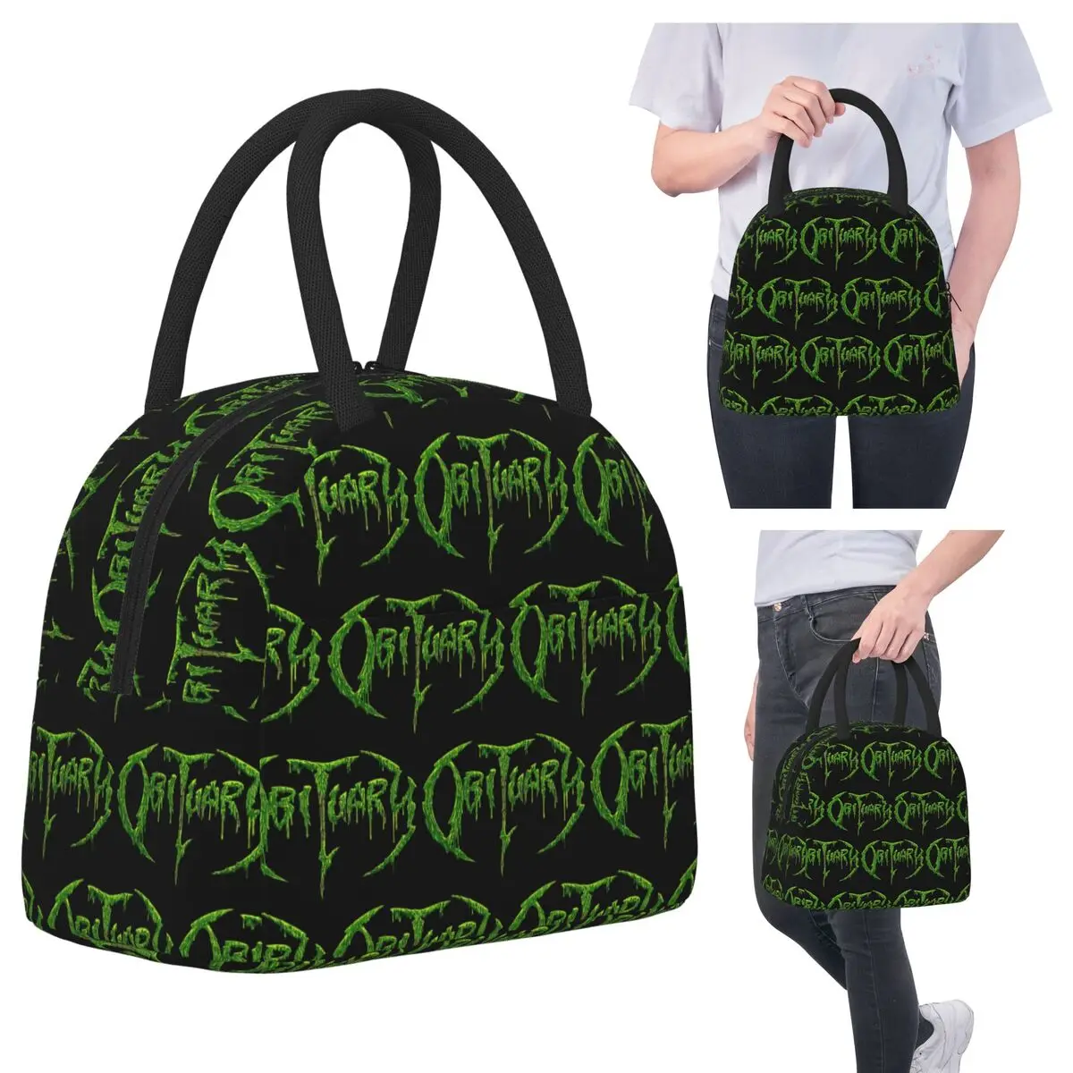 

Adult Obituary Band Logo Death Metal Trucker Insulated Lunch Bag for Women Cooler Thermal Food Box Tote Leakproof Lunch Boxes